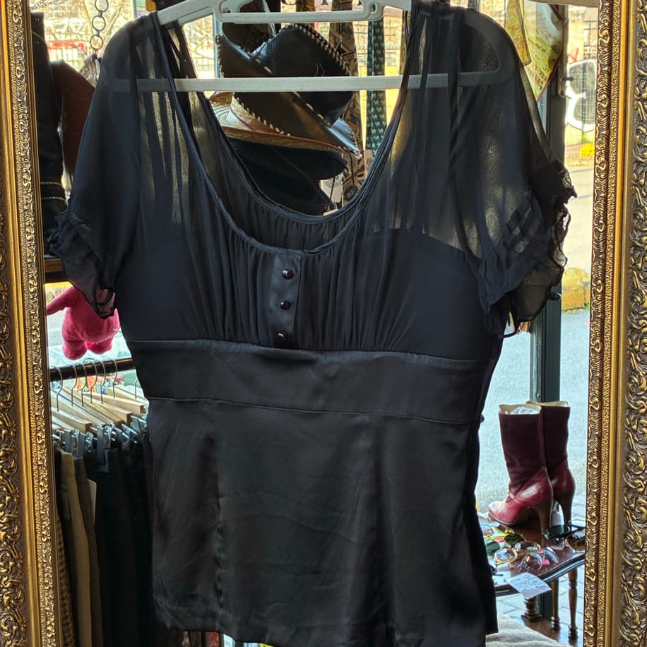 Black Satin&Silk Blouse