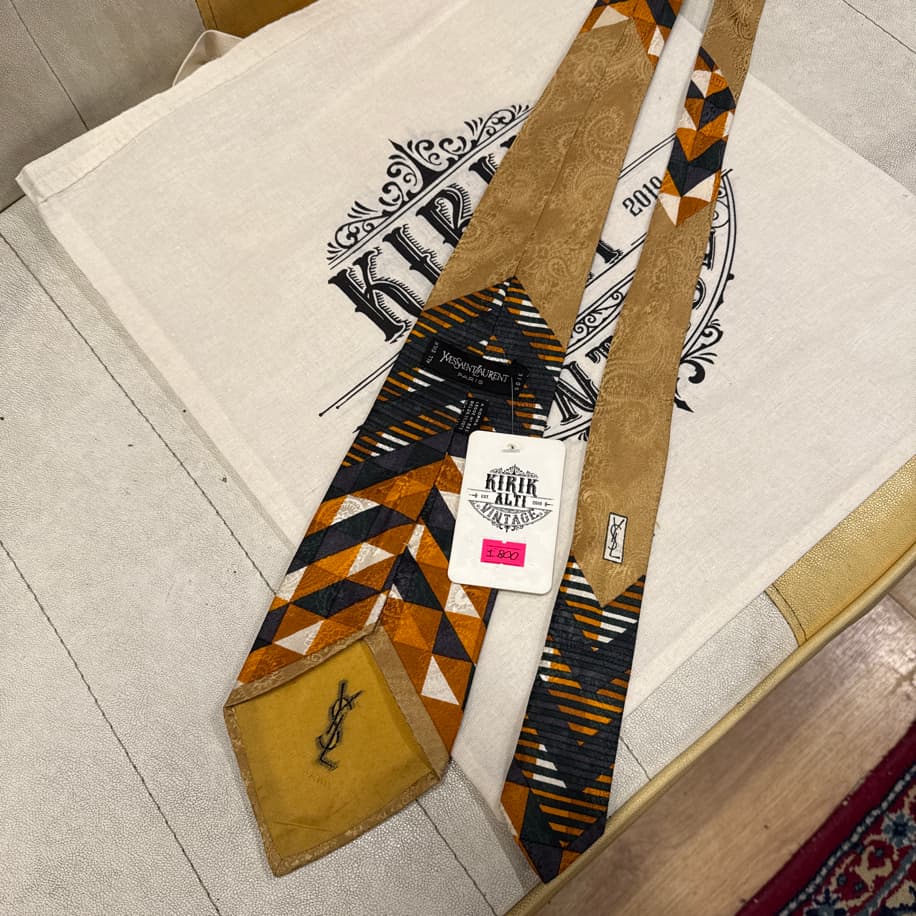 Yves Saint Laurent (YSL) Silk Tie - Made in Italy - Geometric & Paisley