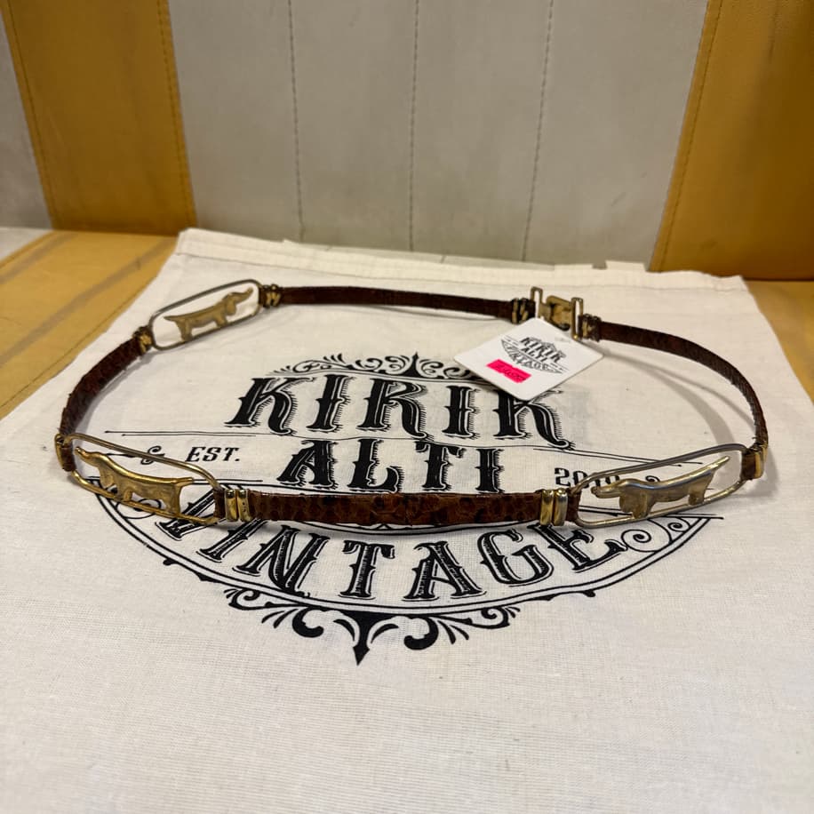 Golden Dog Buckle Leather Belt