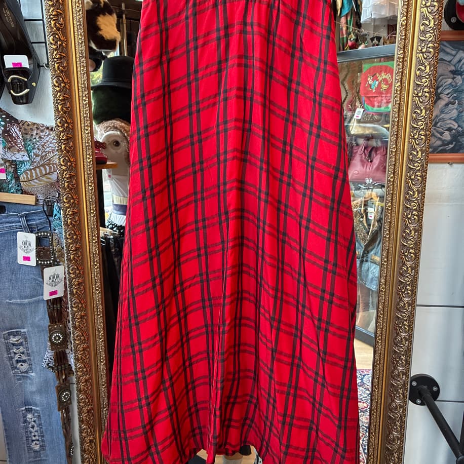 90’s Red Plaid Maxi Skirt