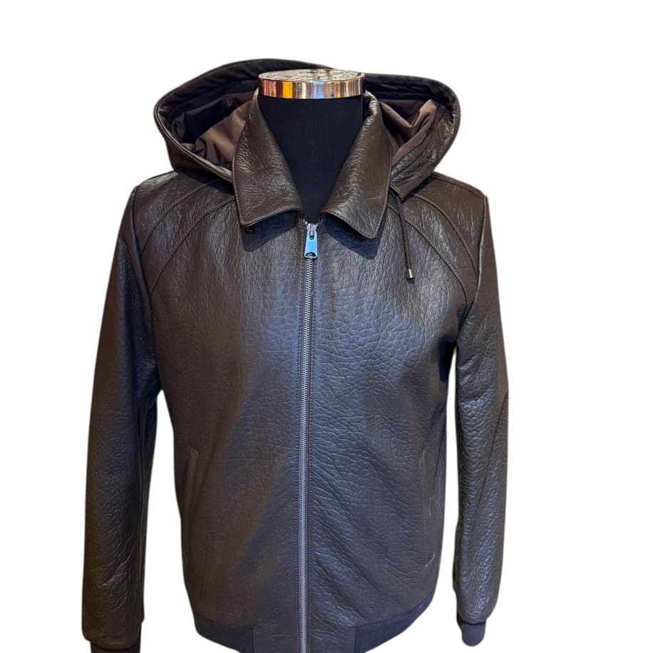 Kapüşonlu Deri Ceket 