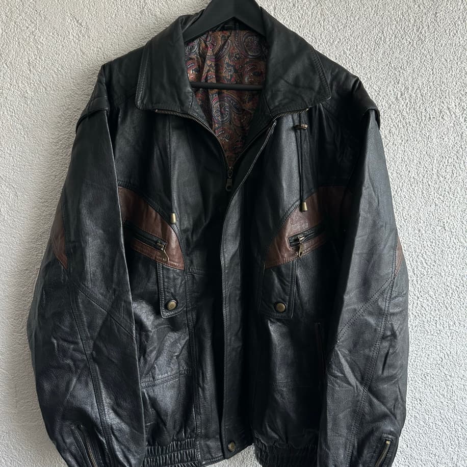 Vintage Bomber Deri Ceket/Yelek
