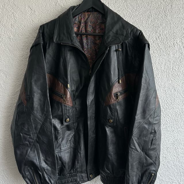 Vintage Bomber Deri Ceket/Yelek