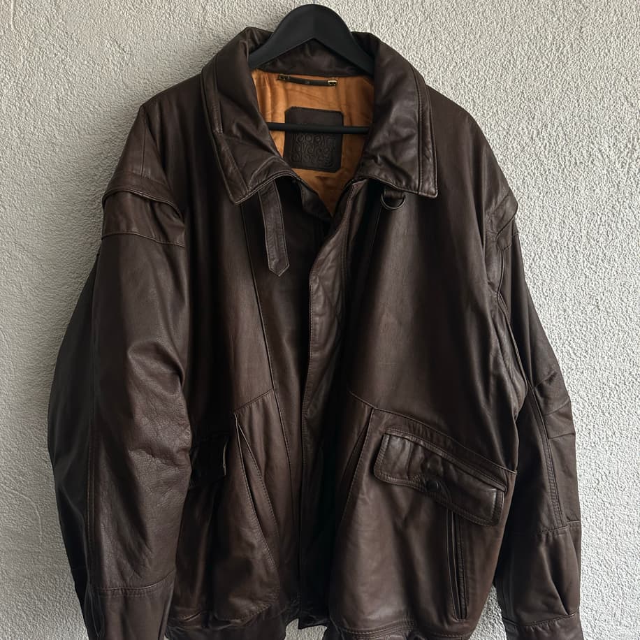 Vintage Bomber Deri Ceket/Yelek