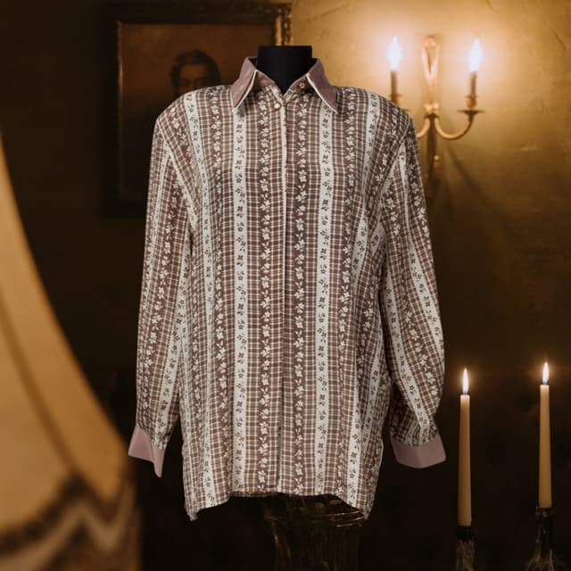 ÇİFT YAKALI ÇİÇEKLİ GÖMLEK