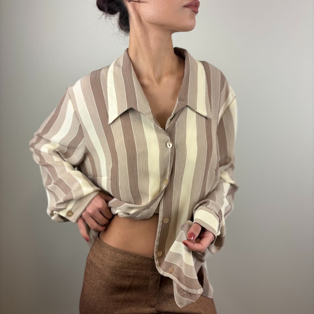 Şerit Desenli Vintage Gömlek