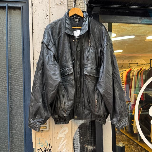 Vintage Bomber Deri Ceket XL