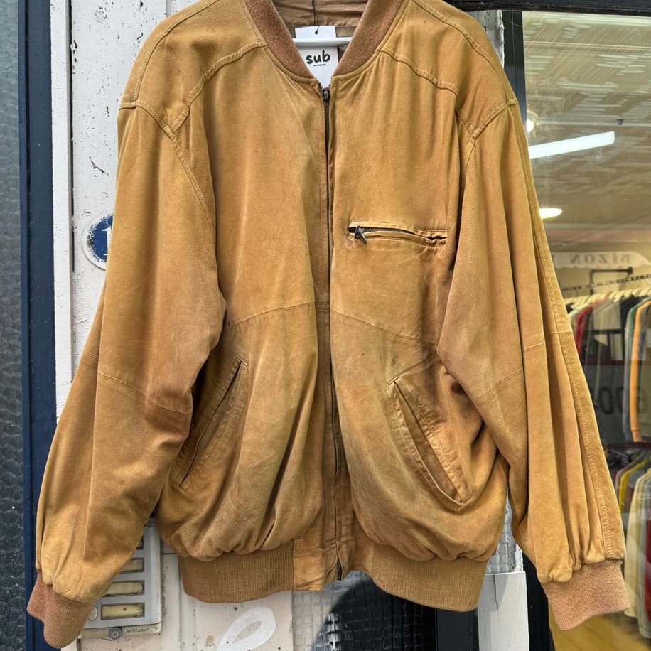 Vintage Süet Bomber Ceket XL